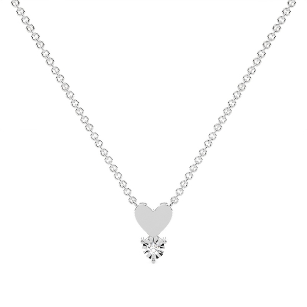 Illusion set Round Diamond Delicate Heart  Chain Necklace