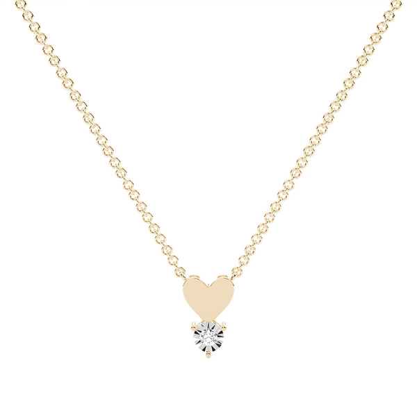 Illusion set Round Diamond Delicate Heart  Chain Necklace