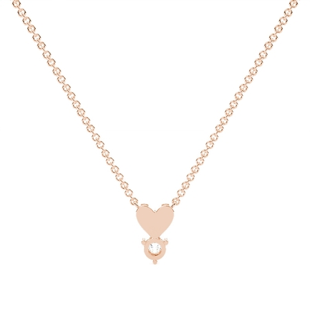 Illusion set Round Diamond Delicate Heart  Chain Necklace