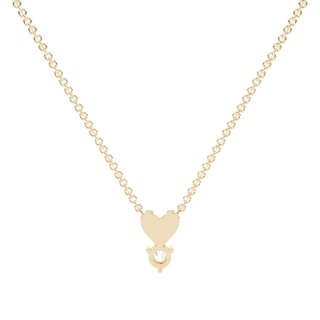 Illusion set Round Diamond Delicate Heart  Chain Necklace