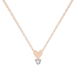 Illusion set Round Diamond Delicate Heart  Chain Necklace