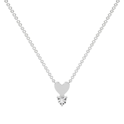 Illusion set Round Diamond Delicate Heart  Chain Necklace