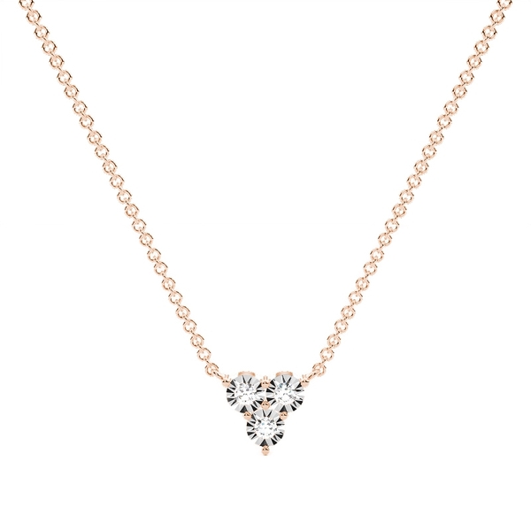 Illusion Set Cluster Round Diamond Delicate Chain Necklace