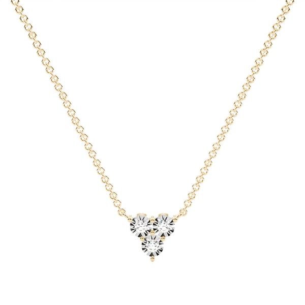 Illusion Set Cluster Round Diamond Delicate Chain Necklace