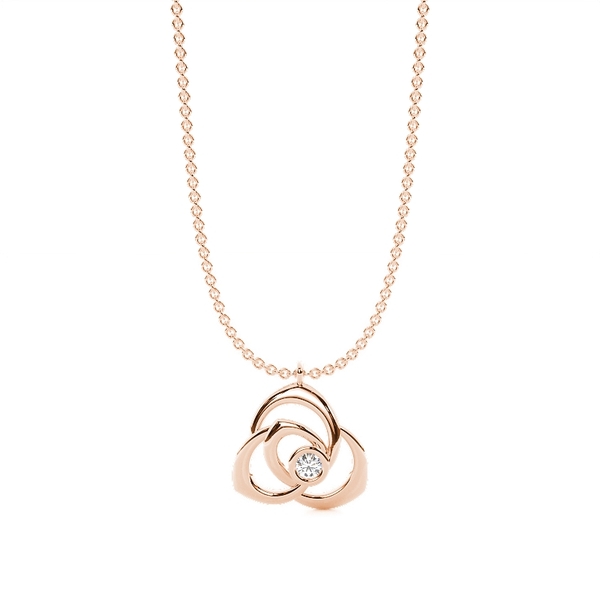 Bezel Set Round Diamond Delicate Rose Chain Necklace