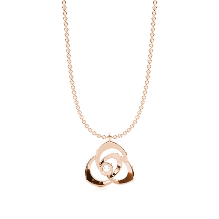 Bezel Set Round Diamond Delicate Rose Chain Necklace