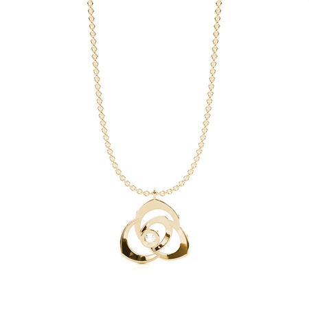 Bezel Set Round Diamond Delicate Rose Chain Necklace