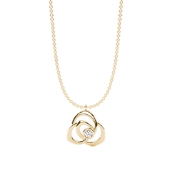 Bezel Set Round Diamond Delicate Rose Chain Necklace