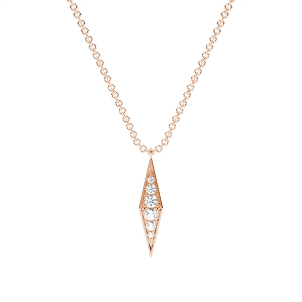 Pave Set Round Diamond Kite Shape Delicate Chain Necklace