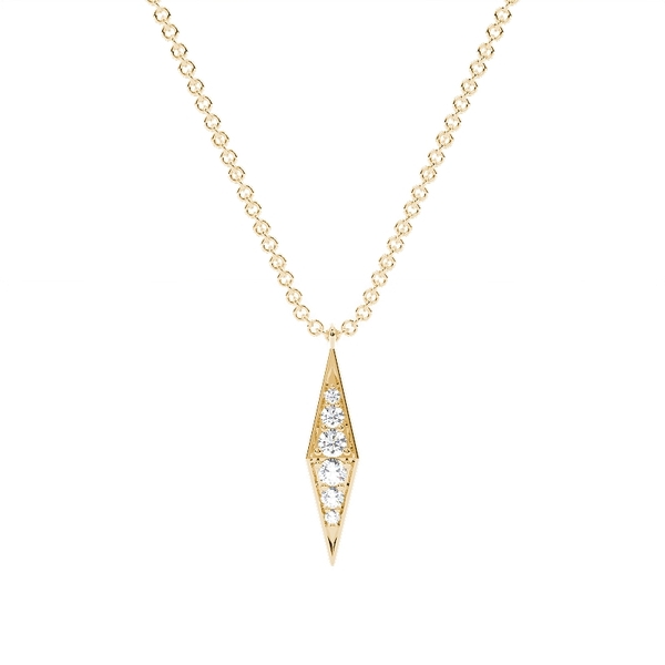 Pave Set Round Diamond Kite Shape Delicate Chain Necklace