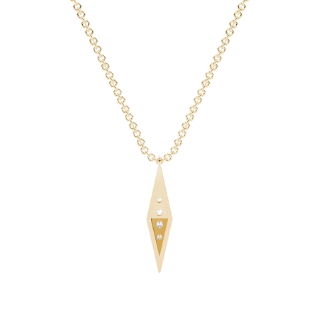 Pave Set Round Diamond Kite Shape Delicate Chain Necklace