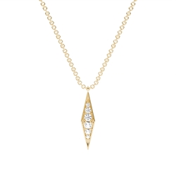 Pave Set Round Diamond Kite Shape Delicate Chain Necklace