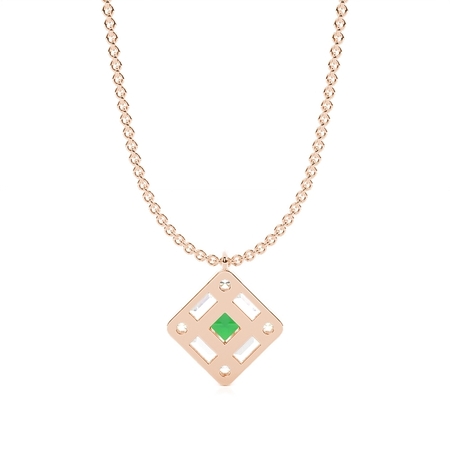 Mosaik-Anhänger mit Diamanten in verschiedenen Schliffformen und Smaragden