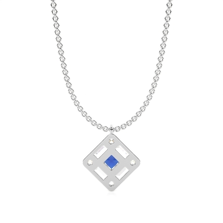 Mosaik-Anhänger mit Diamanten in verschiedenen Schliffformen und blauen Saphiren