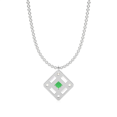 Mosaik-Anhänger mit Diamanten in verschiedenen Schliffformen und Smaragden