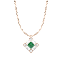 Mosaic Multi Shaped Diamond and Emerald Cluster Pendant