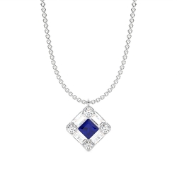 Mosaik-Anhänger mit Diamanten in verschiedenen Schliffformen und blauen Saphiren