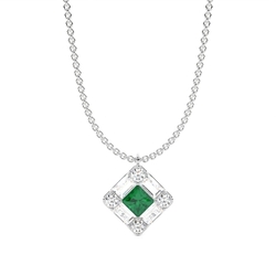 Mosaic Multi Shaped Diamond and Emerald Cluster Pendant