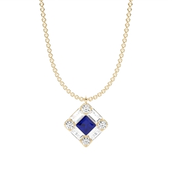 Mosaik-Anhänger mit Diamanten in verschiedenen Schliffformen und blauen Saphiren