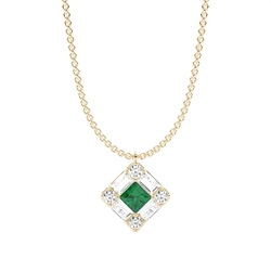 Mosaic Multi Shaped Diamond and Emerald Cluster Pendant