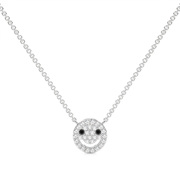 Smiley-Halskette mit runden Diamanten im Pavé-Set