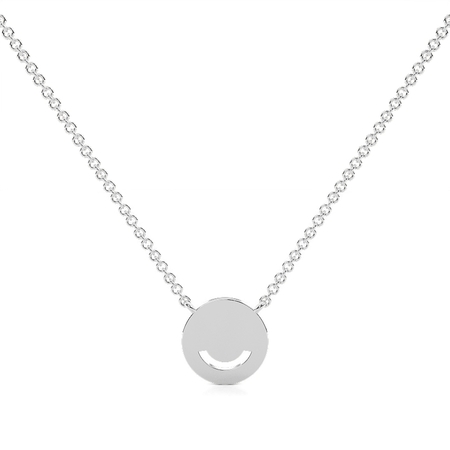 Pave Set Round Diamond Smiley Chain Necklace