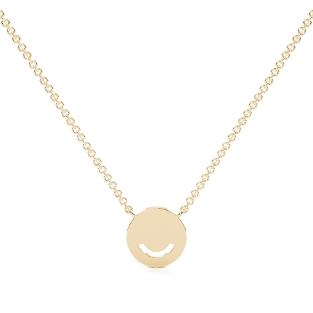 Pave Set Round Diamond Smiley Chain Necklace