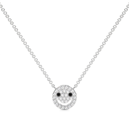 Smiley-Halskette mit runden Diamanten im Pavé-Set