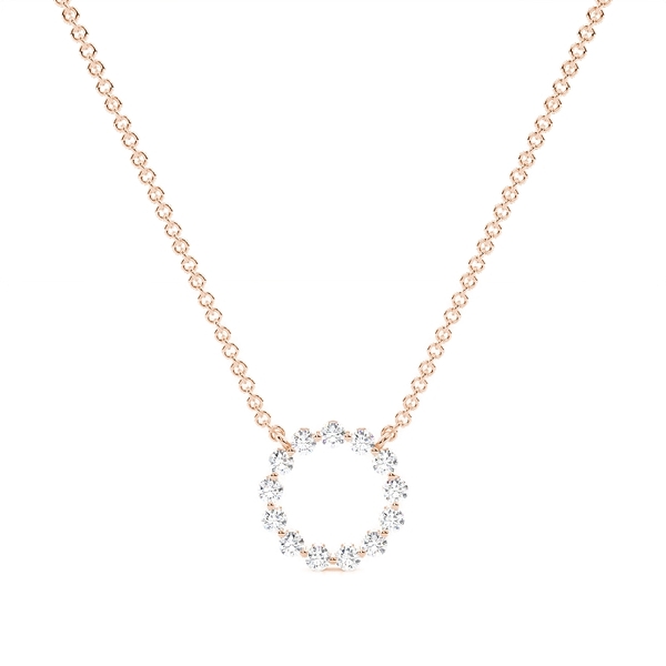 Prong Set Round Diamond Circle Delicate Chain Pendant