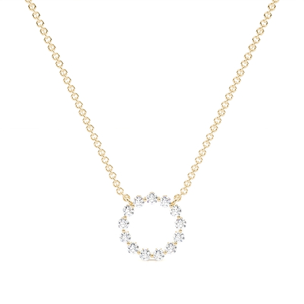 Prong Set Round Diamond Circle Delicate Chain Pendant