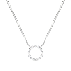 Prong Set Round Diamond Circle Delicate Chain Pendant