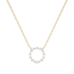 Prong Set Round Diamond Circle Delicate Chain Pendant