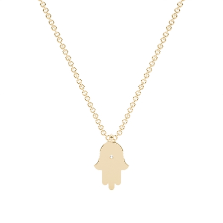 Bezel Set Round Hamsa Hand Diamond Pendant