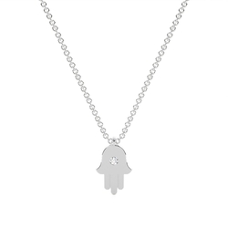 Bezel Set Round Hamsa Hand Diamond Pendant