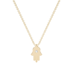 Bezel Set Round Hamsa Hand Diamond Pendant