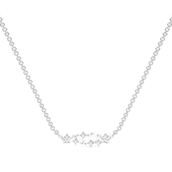 Baguette and Round Diamond Scatter Prong Set Everyday Bar Neckalce