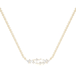 Baguette and Round Diamond Scatter Prong Set Everyday Bar Neckalce