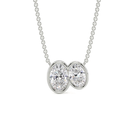 Toi Et Moi Bezel-Set Oval Diamond Pendant
