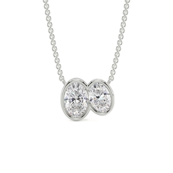 Toi Et Moi Bezel-Set Oval Diamond Pendant