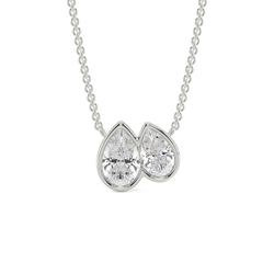 Toi Et Moi Bezel-Set Pear Diamond Pendant