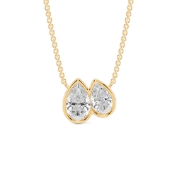 Toi Et Moi Bezel-Set Pear Diamond Pendant