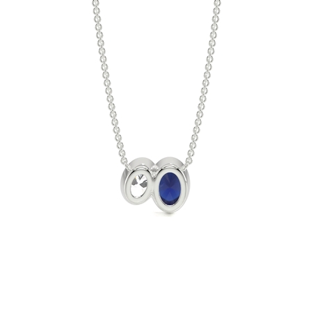 Toi Et Moi Anhänger mit ovalem blauem Saphir und Diamant in Zargenfassung
