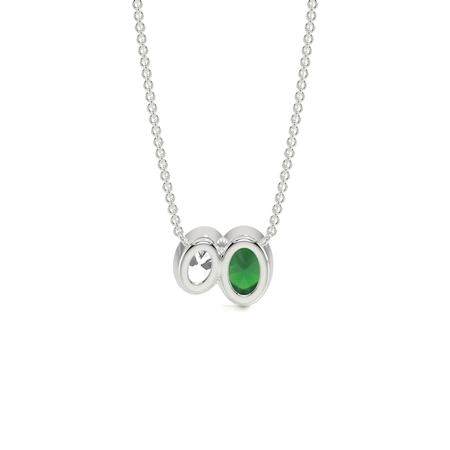 Toi Et Moi Anhänger mit ovalem Smaragd- und Diamantschliff, gefasst in einer Lünette