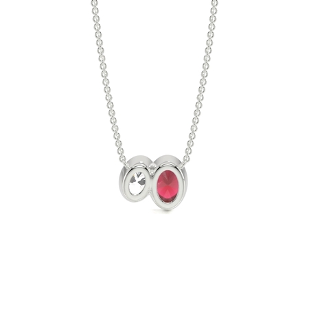 Toi Et Moi Bezel Set Oval-Cut Ruby & Diamond Pendant