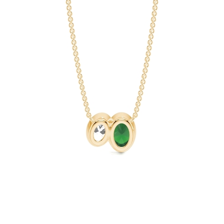 Toi Et Moi Bezel Set Oval-Cut Emerald & Diamond Pendant