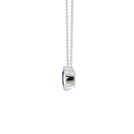 Toi Et Moi Anhänger mit ovalem blauem Saphir und Diamant in Zargenfassung