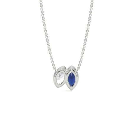 Toi Et Moi Anhänger mit blau-weiß geschliffenem, marquise-geschliffenem Saphir und Diamanten