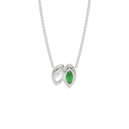 Toi Et Moi Bezel Set Marquise-Cut Emerald & Diamond Pendant