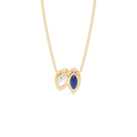 Toi Et Moi Bezel Set Marquise-Cut Blue Sapphire & Diamond Pendant