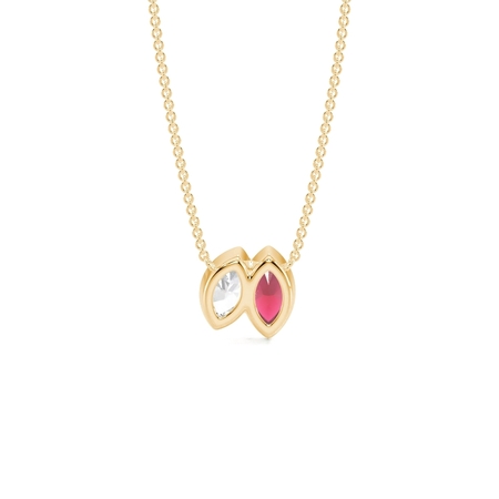 Toi Et Moi Bezel Set Marquise-Cut Ruby & Diamond Pendant